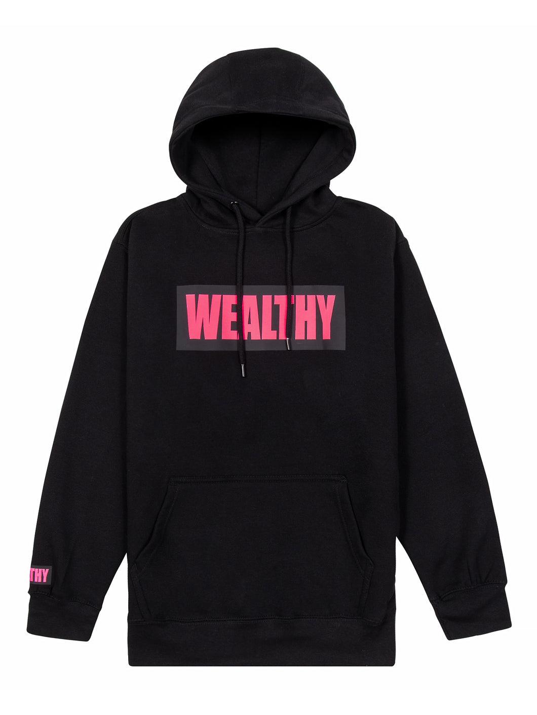 Wealthy Hoodie (Black/Black/Neon Pink)