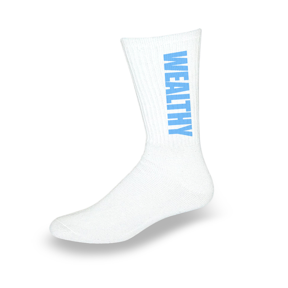 Wealthy Socks (White/Baby Blue)