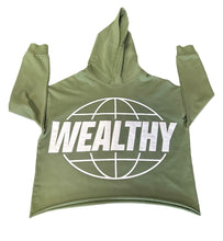 Load image into Gallery viewer, Wealthy Cropped Hoodie (Olive/White)
