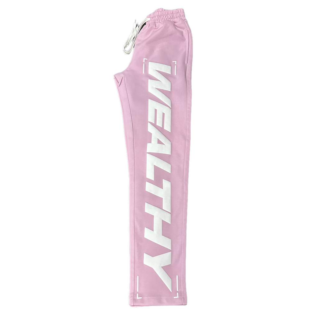 Wealthy Sweatpants (Soft Pink/White)