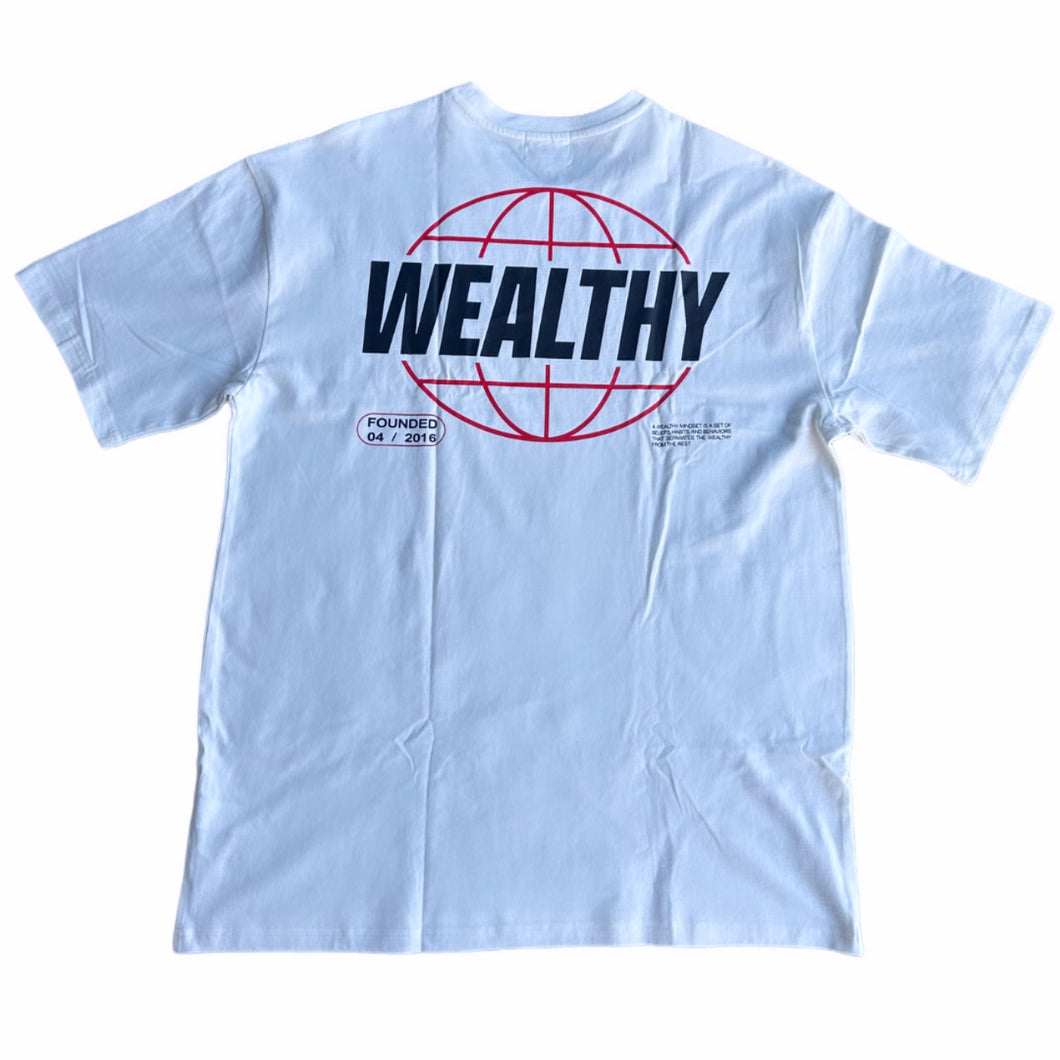 Wealthy Globe Tee (White/Black/Red)