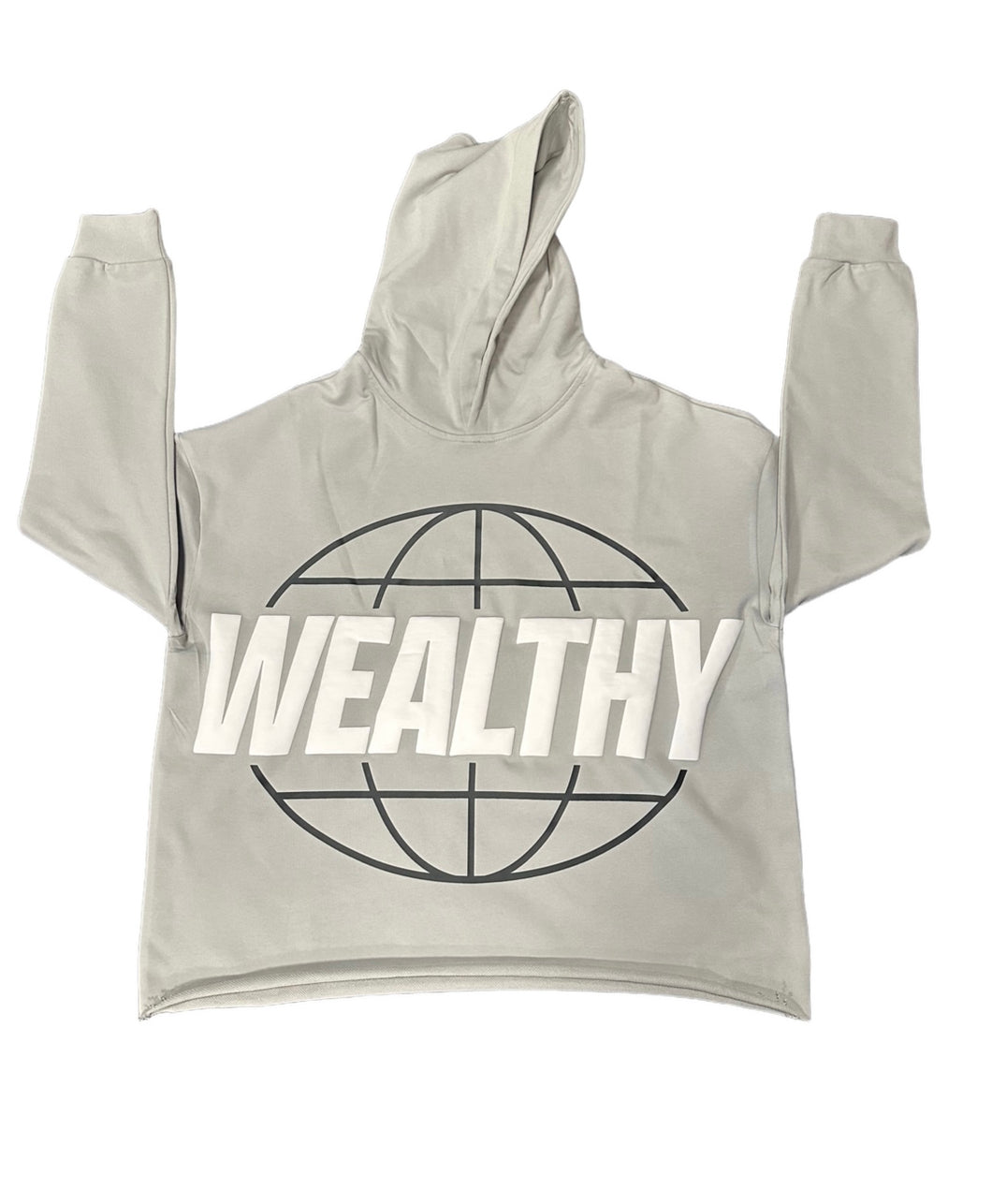 Wealthy Cropped Hoodie (Grey/Black/White)