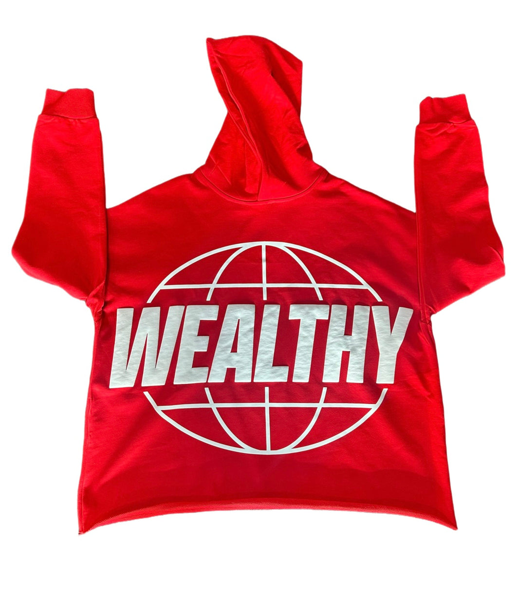 Wealthy Cropped Hoodie (Red/White)