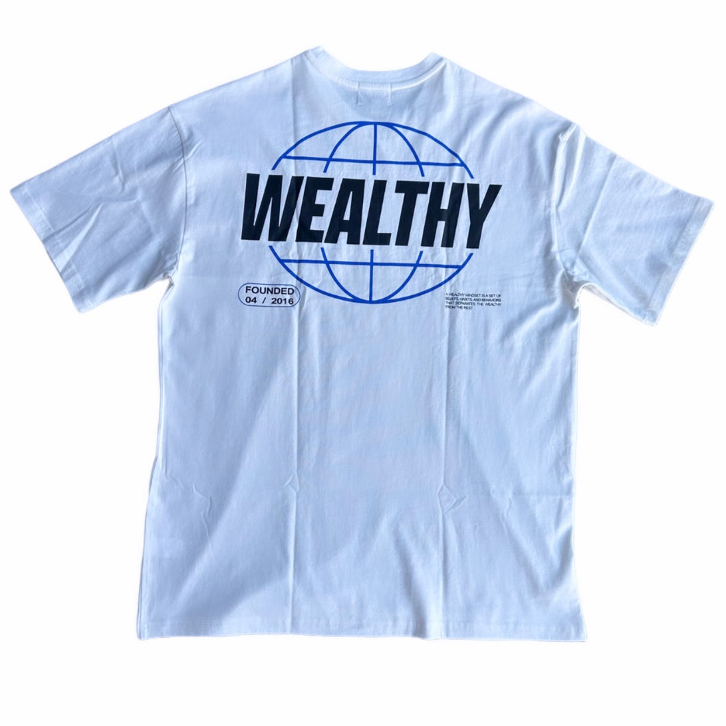 Wealthy Globe Tee (White/Royal Blue/Black)