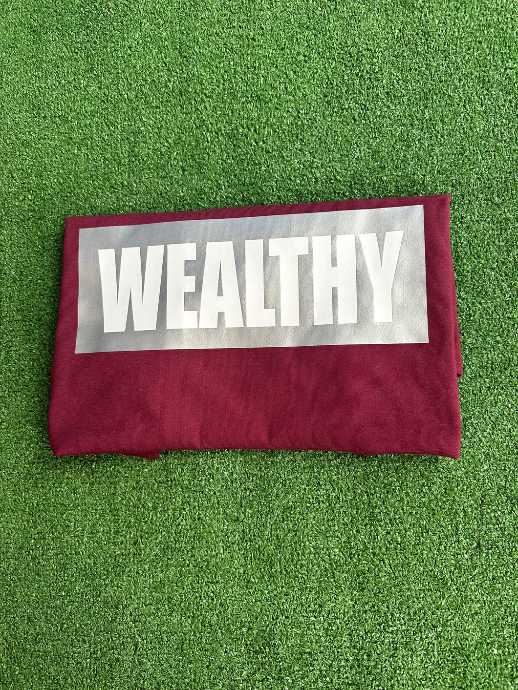 Wealthy Tee (Burgundy/Silver/White)