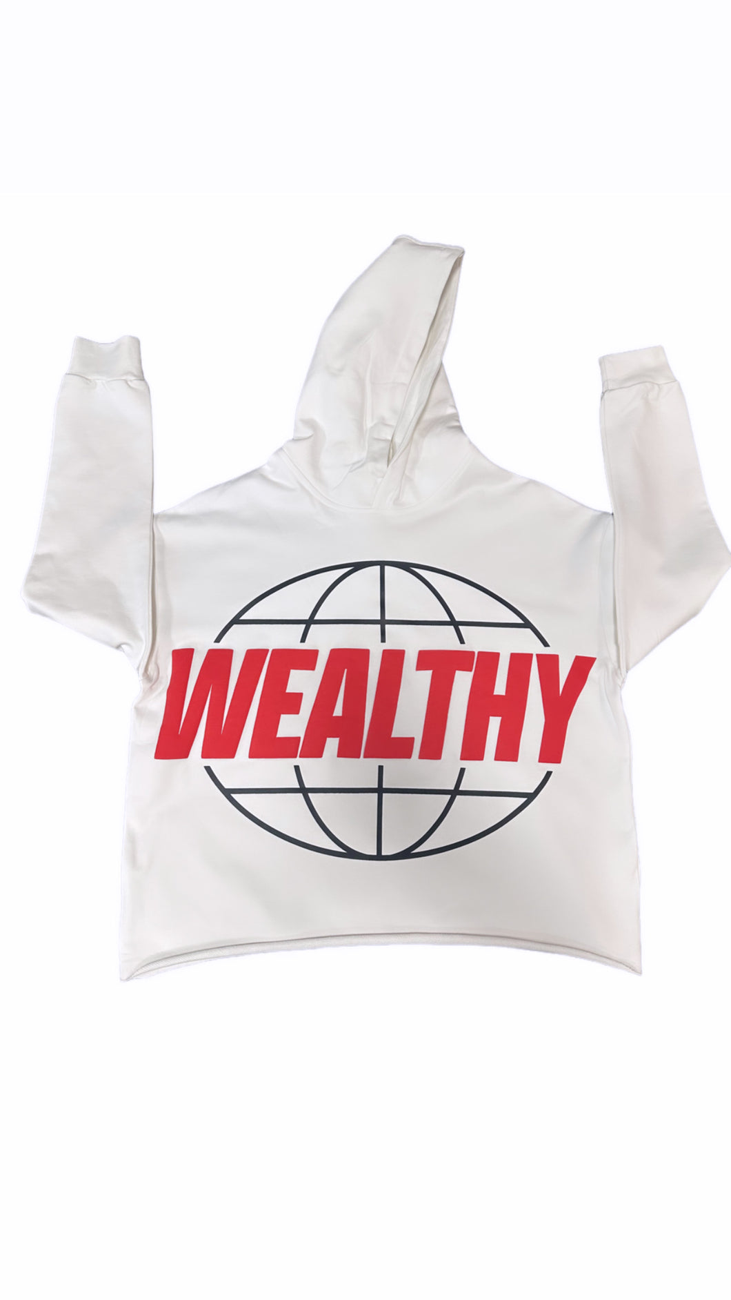 Wealthy Cropped Hoodie (White/Black/Red)