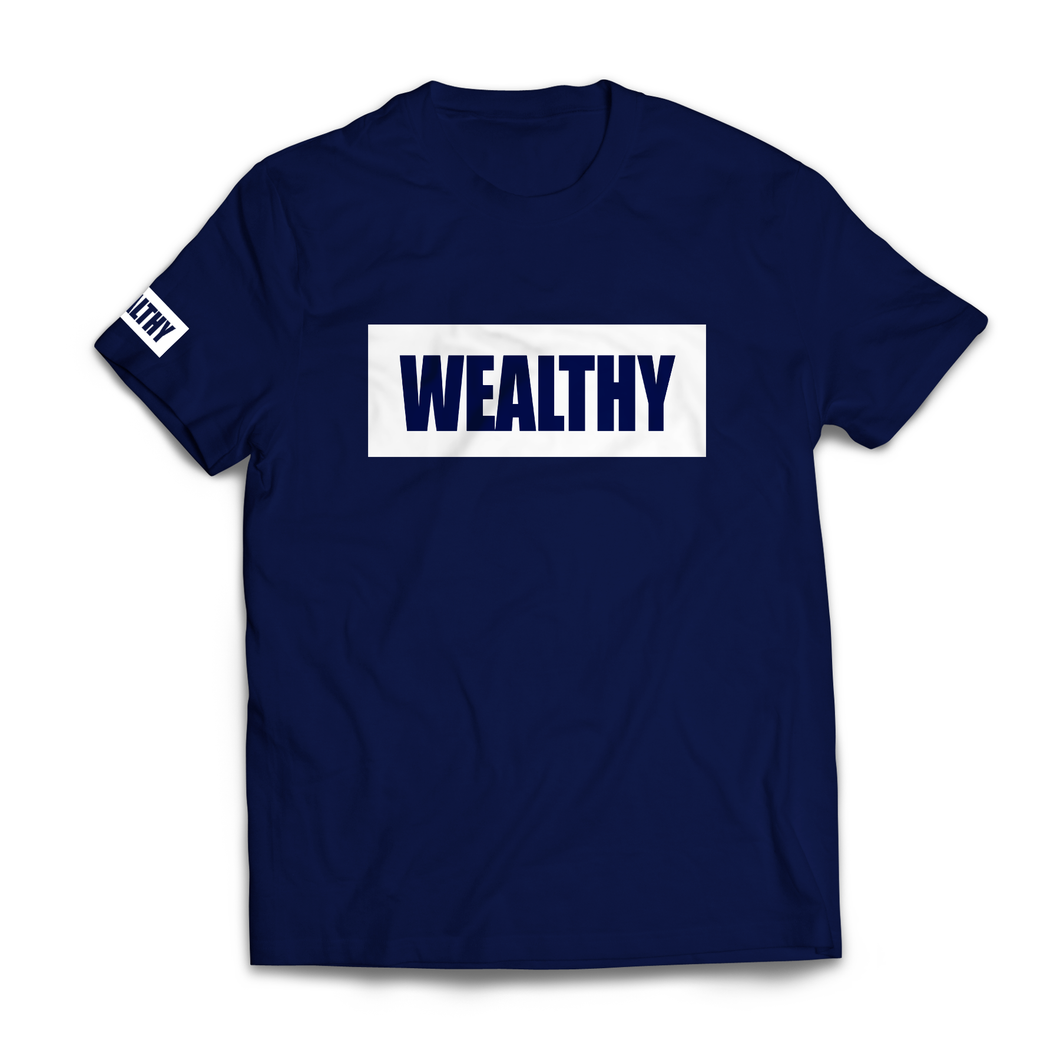 Wealthy Tee (Navy/White)