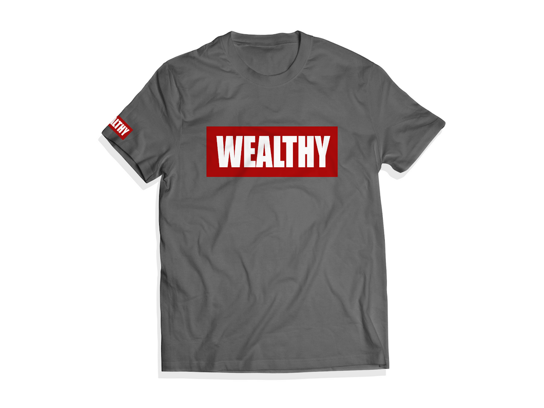 Wealthy Tee (Grey/Red/White)