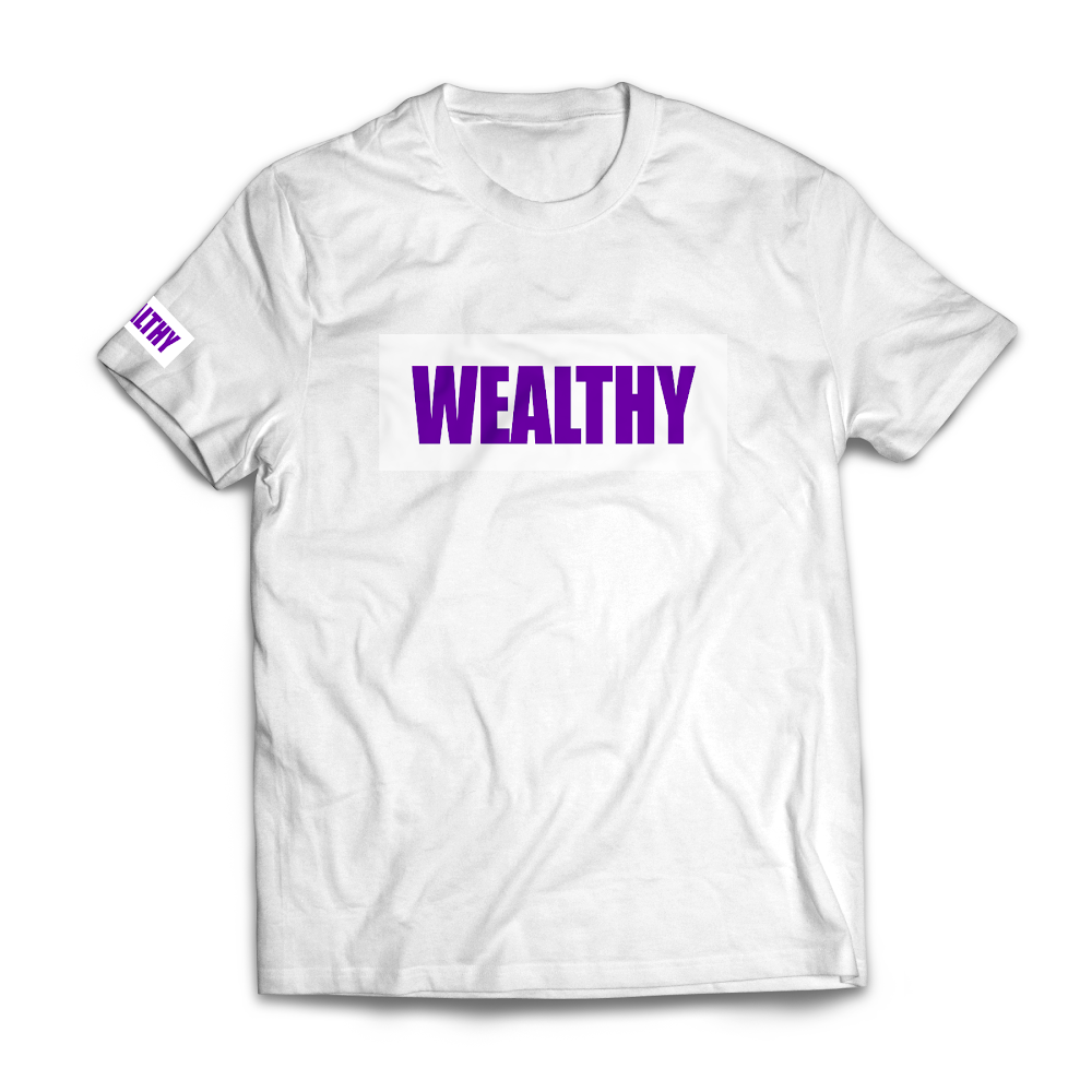 Wealthy Tee (White/White/Purple)