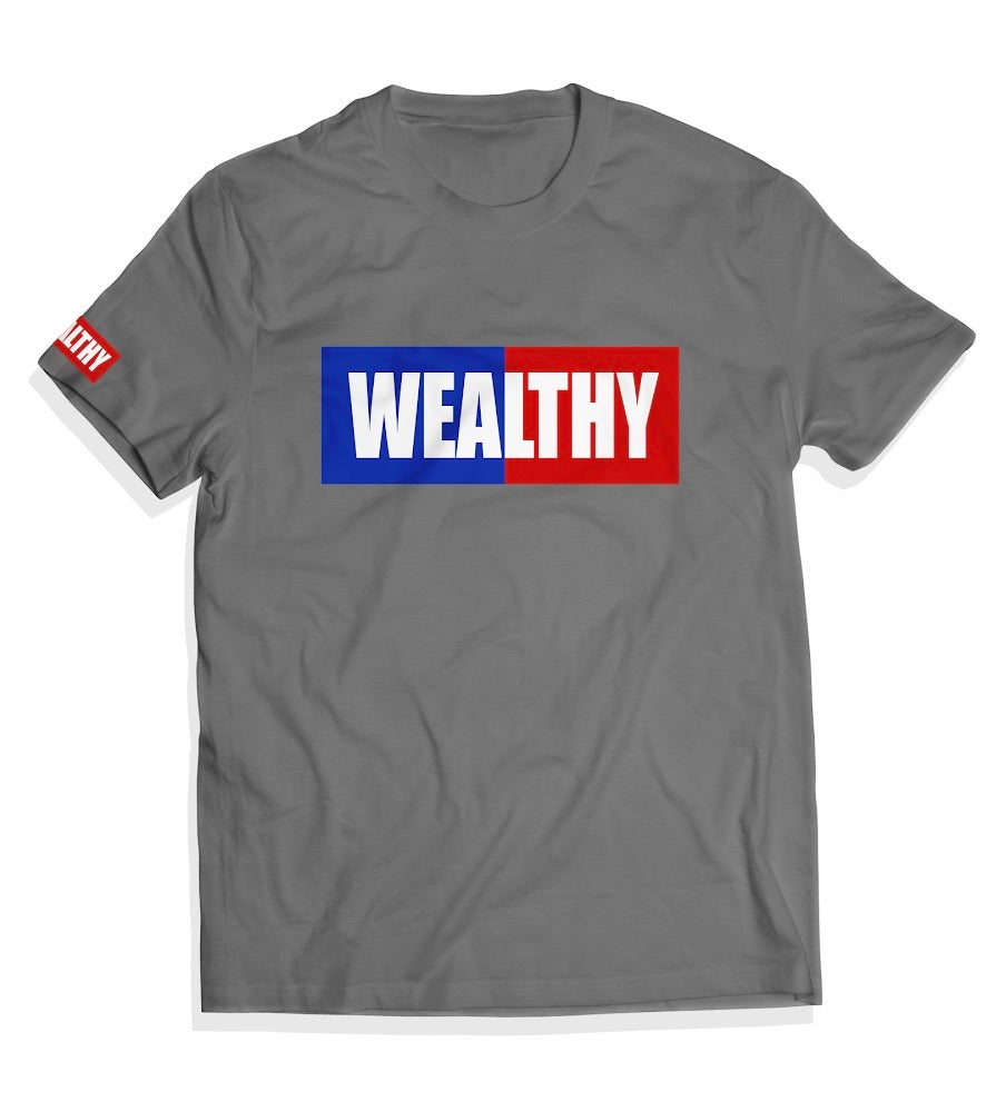 Wealthy Tee (Grey/Blue/Red/White)