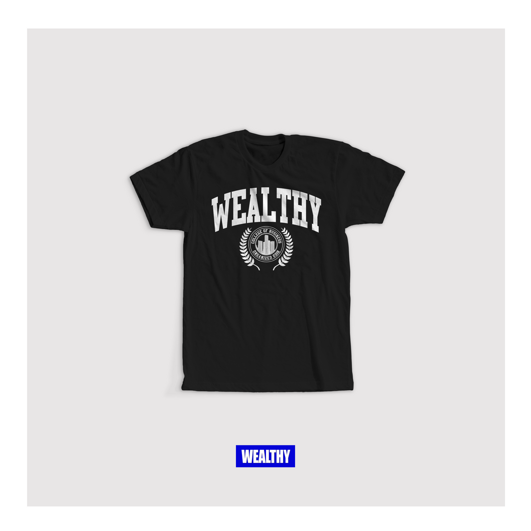 Wealthy College Tee (Black/White)