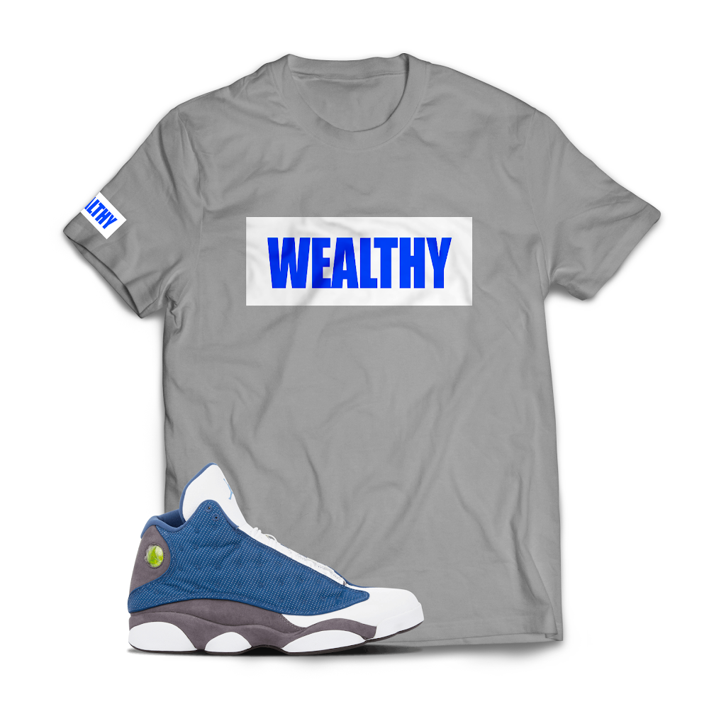 Wealthy Tee (Grey/White/Blue)