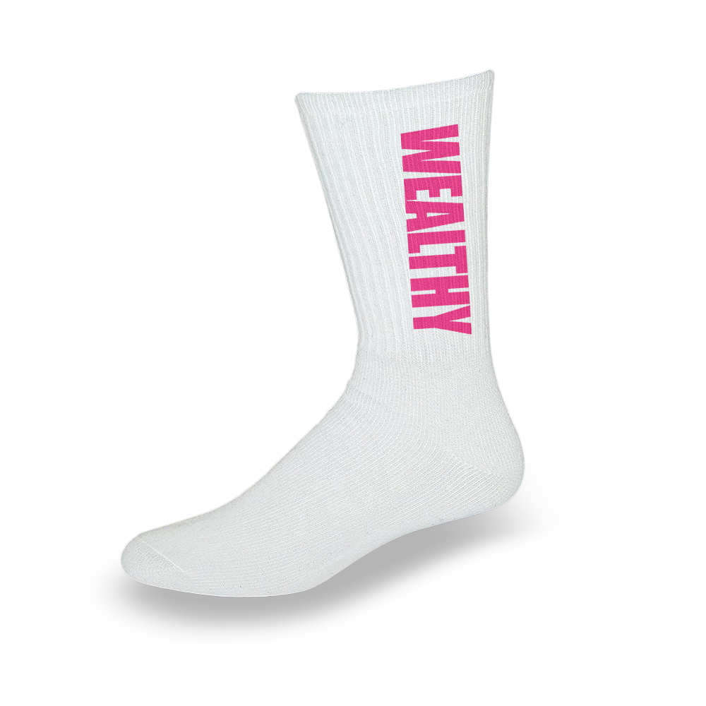 Wealthy Socks (White/Hot Pink)