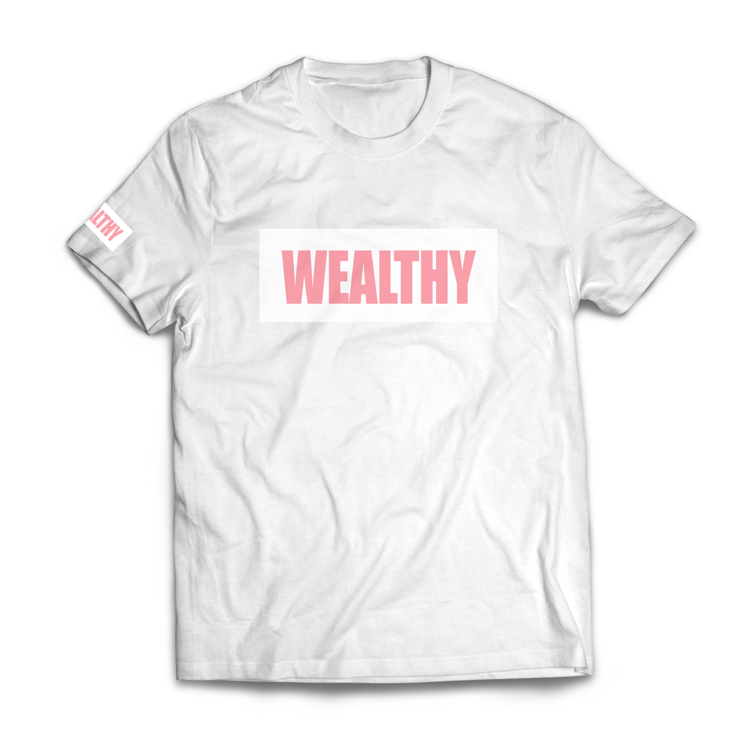 Wealthy Tee (White/White/Pink)