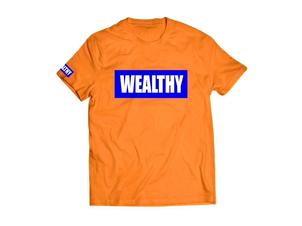 Wealthy Tee (Orange/Blue/White)