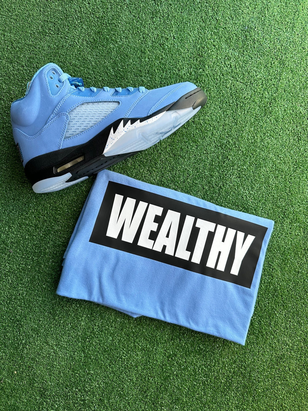 Wealthy Tee (Baby Blue/Black/White)