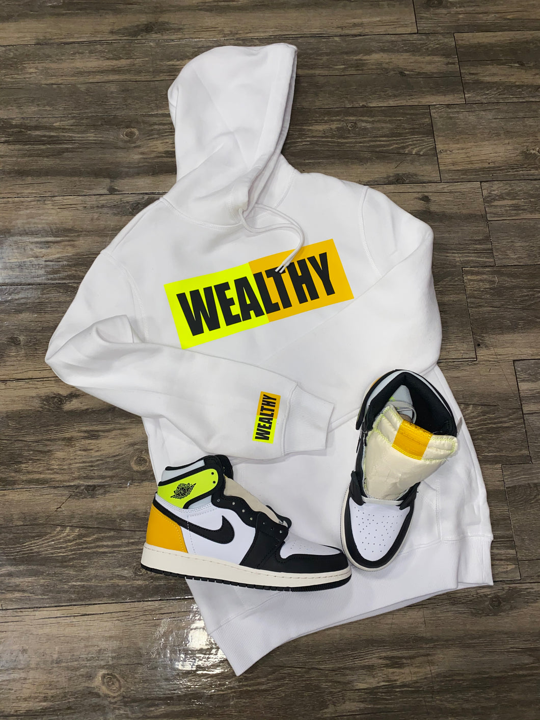 Wealthy Hoodie (White/Neon Yellow/Yellow/Black)