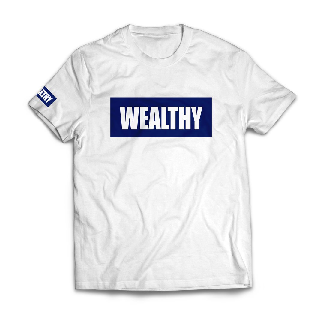 Wealthy Tee (White/Navy)