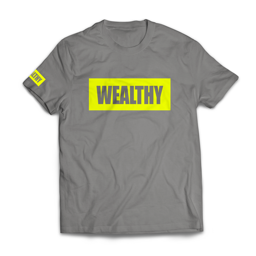 Wealthy Tee (Grey/Neon Yellow)