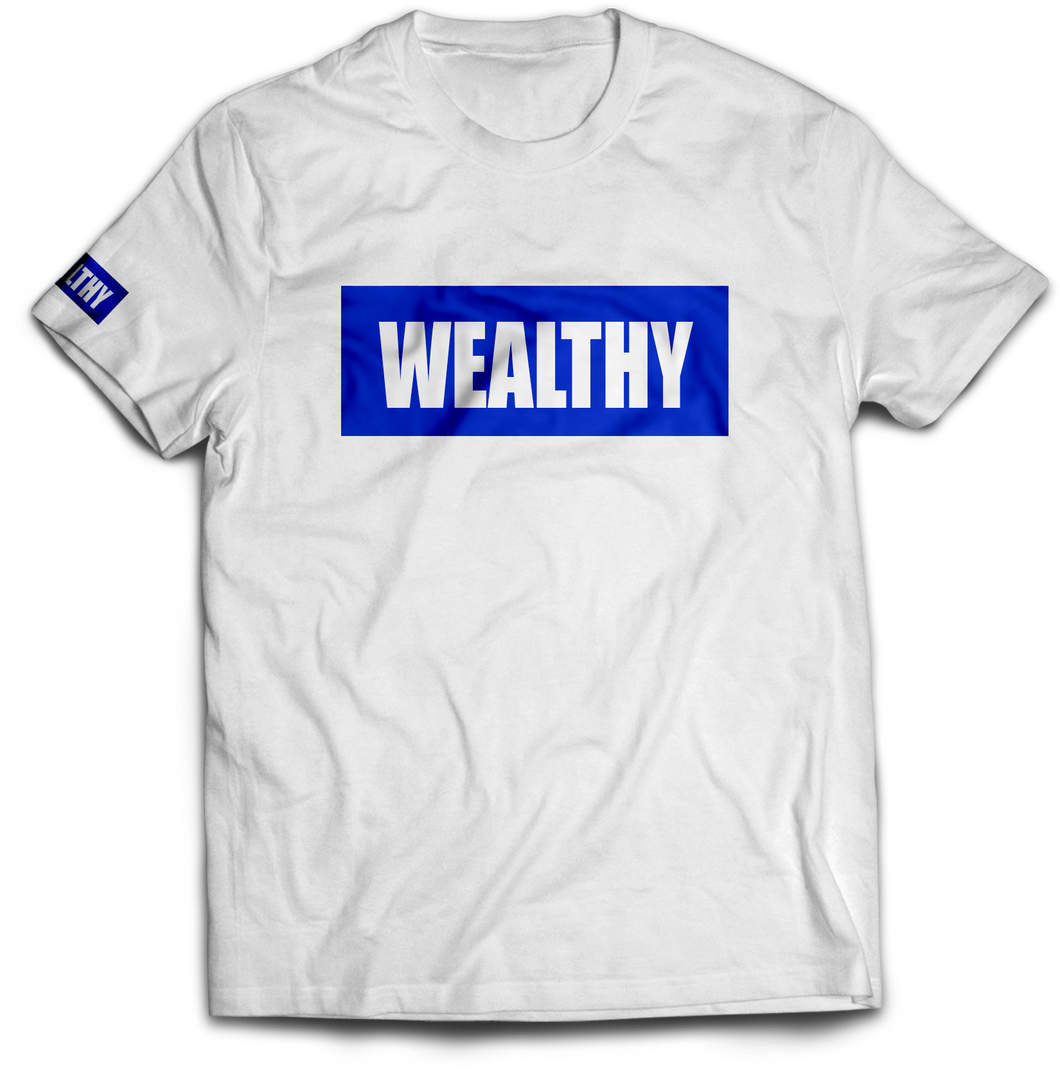 Wealthy Tee (White/Royal)