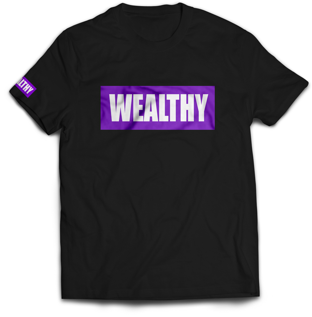 Wealthy Tee (Black/Purple/White)