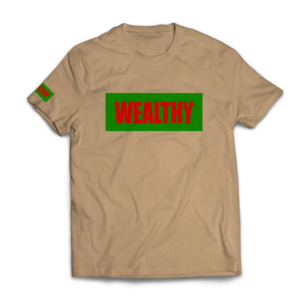Wealthy Tee (Tan/Green/Red)