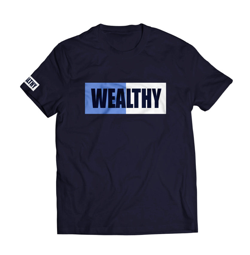 Wealthy Tee (Navy/Baby Blue/White/Navy)