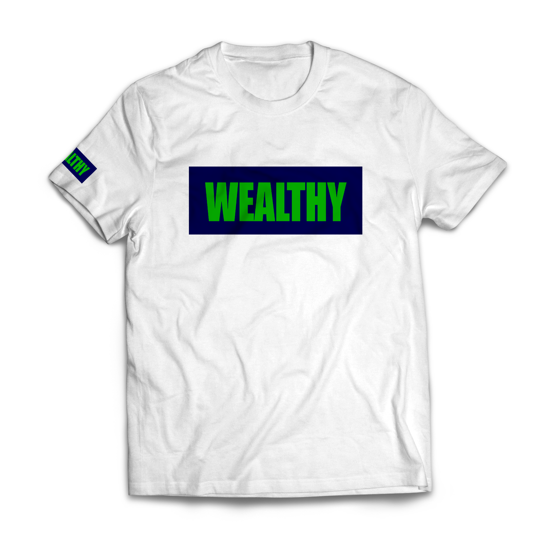 Wealthy Tee (White/Navy/Green)