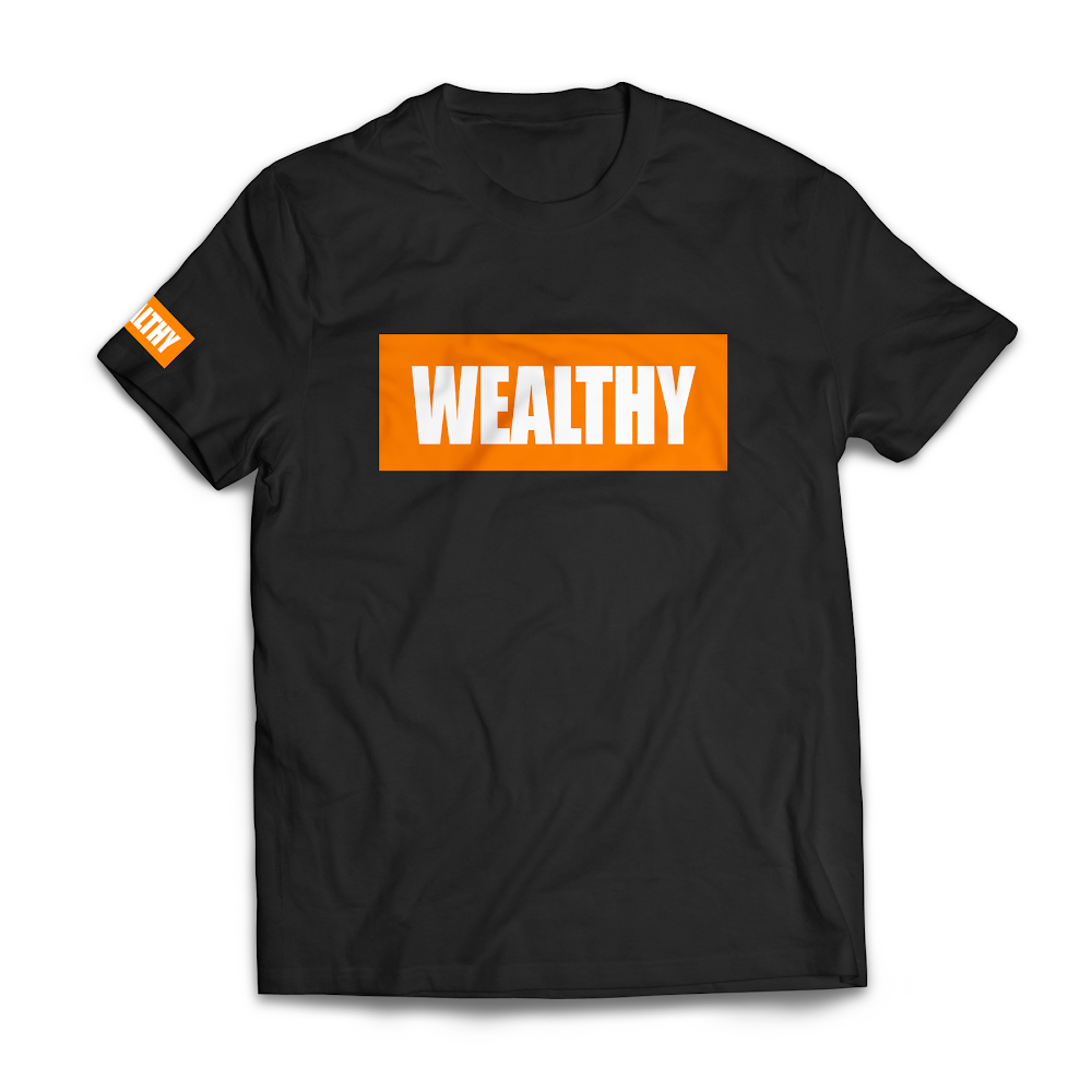 Wealthy Tee (Black/Orange/White)