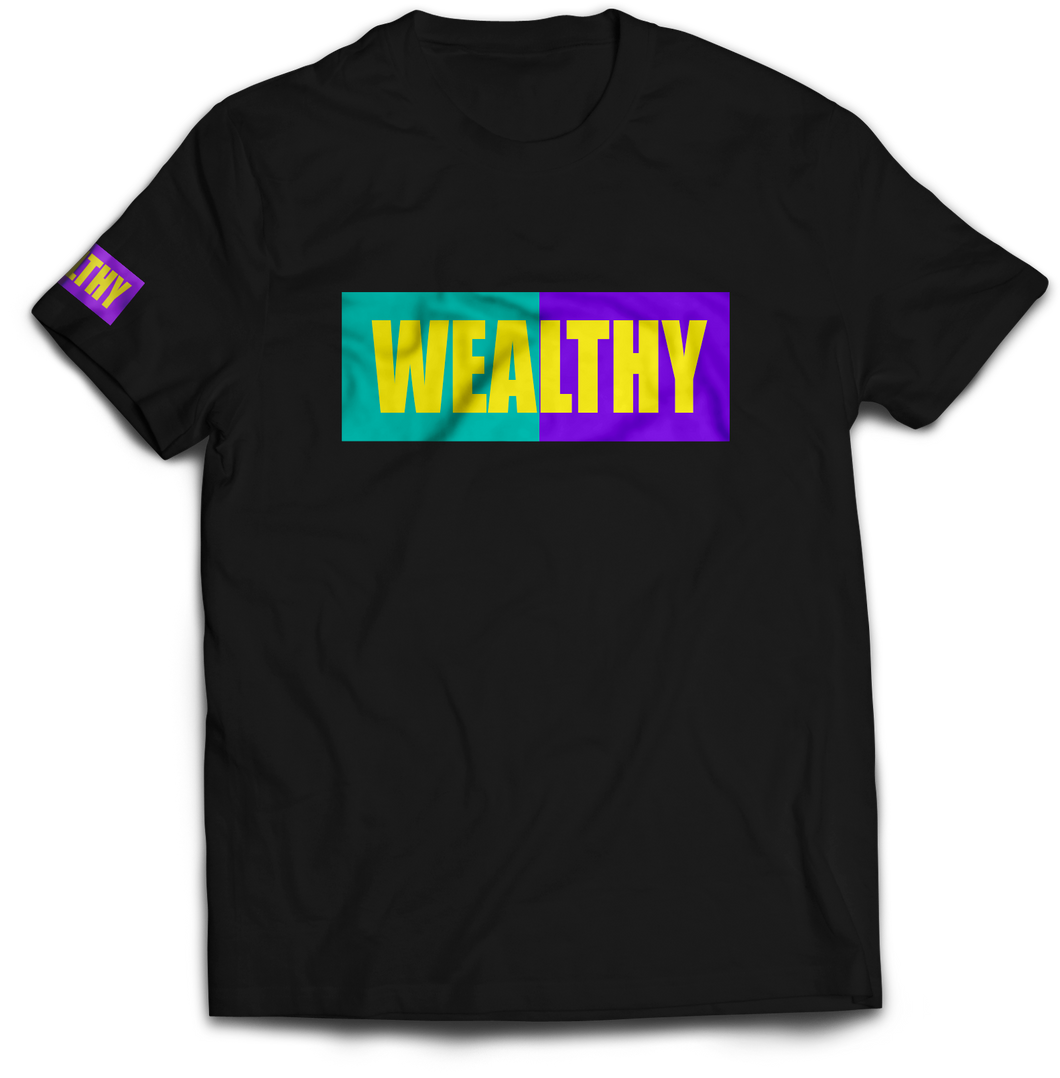 Wealthy Tee (Black/Teal/Purple/Yellow)