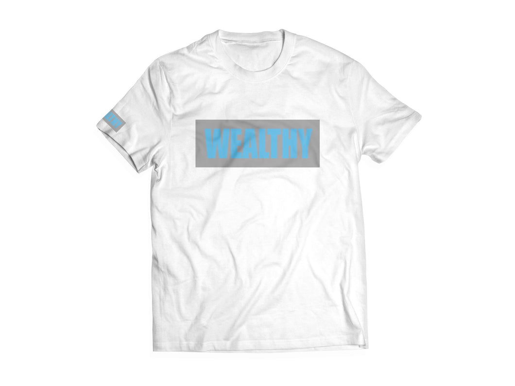 Wealthy Tee (White/Grey/Baby Blue)