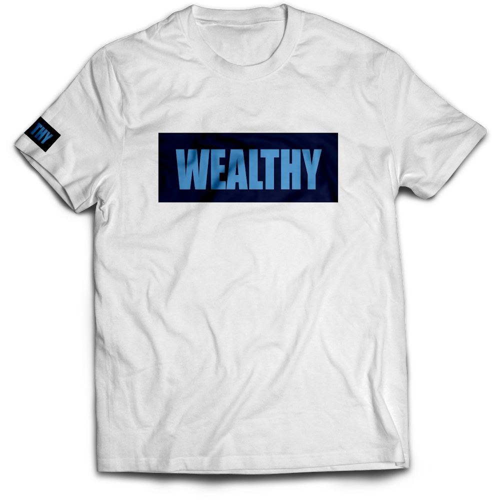 Wealthy Tee (White/Navy/Baby Blue)
