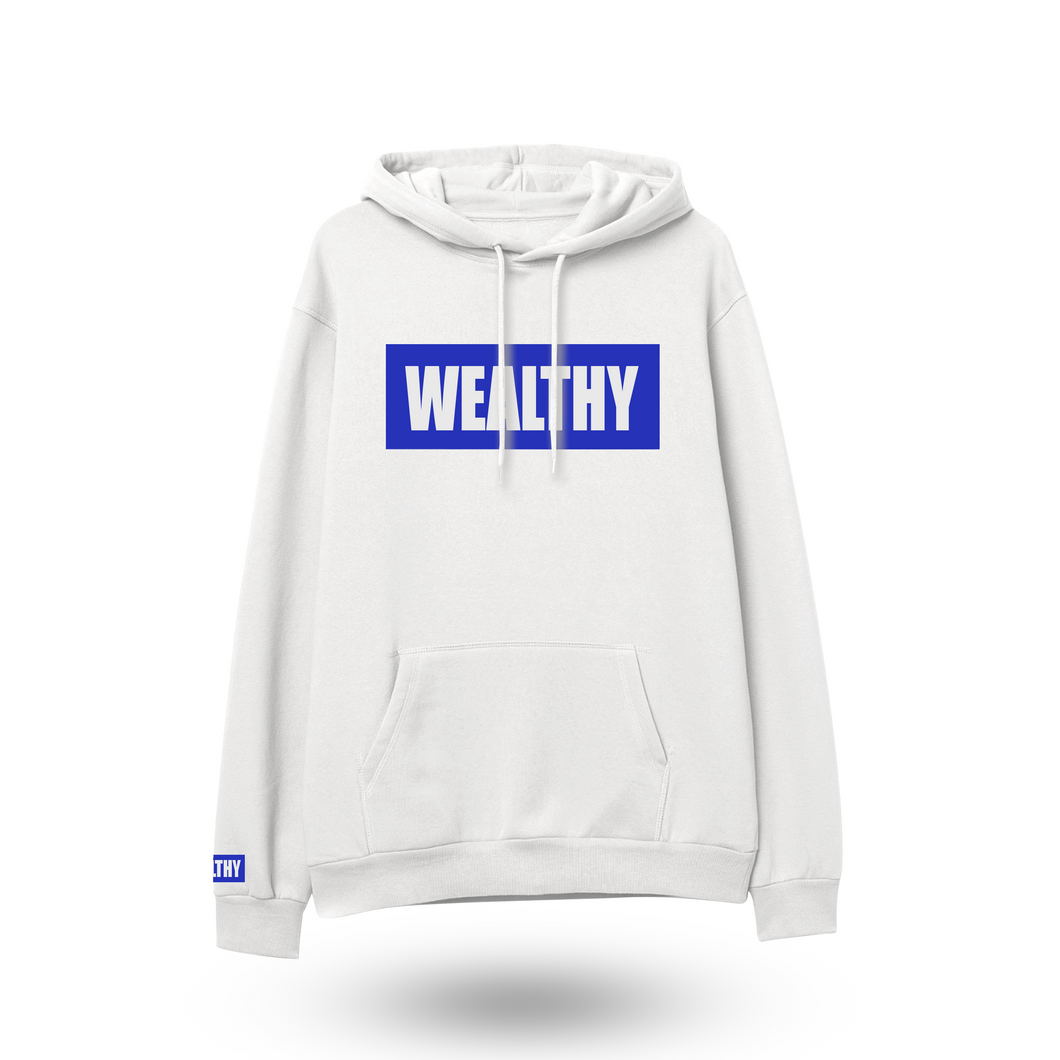 Wealthy Hoodie (White/Royal Blue)