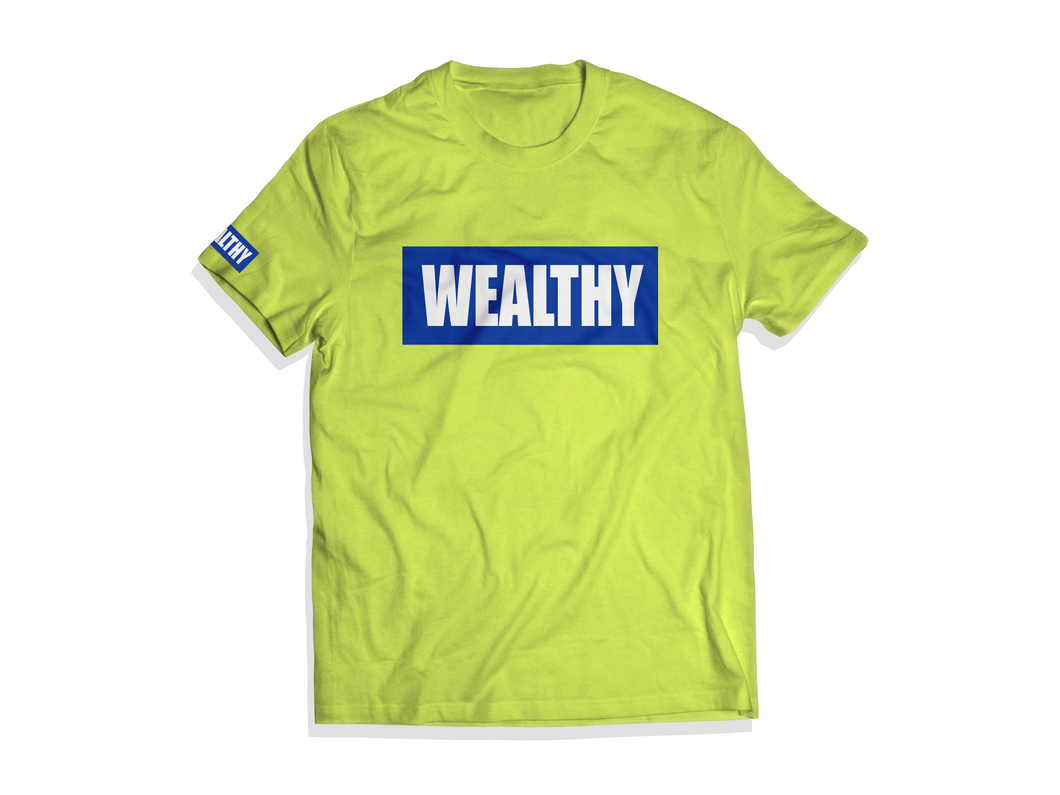 Wealthy Tee (Neon Yellow/Royal/White)