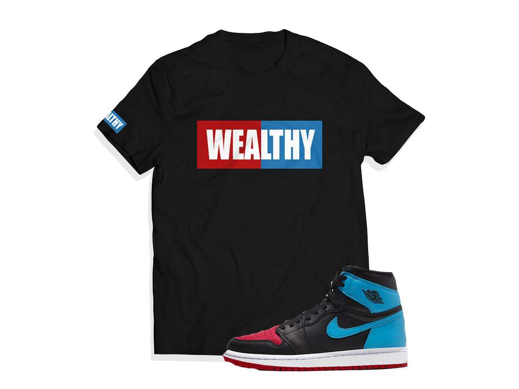 Wealthy Tee (Black/Red/Columbia/White)
