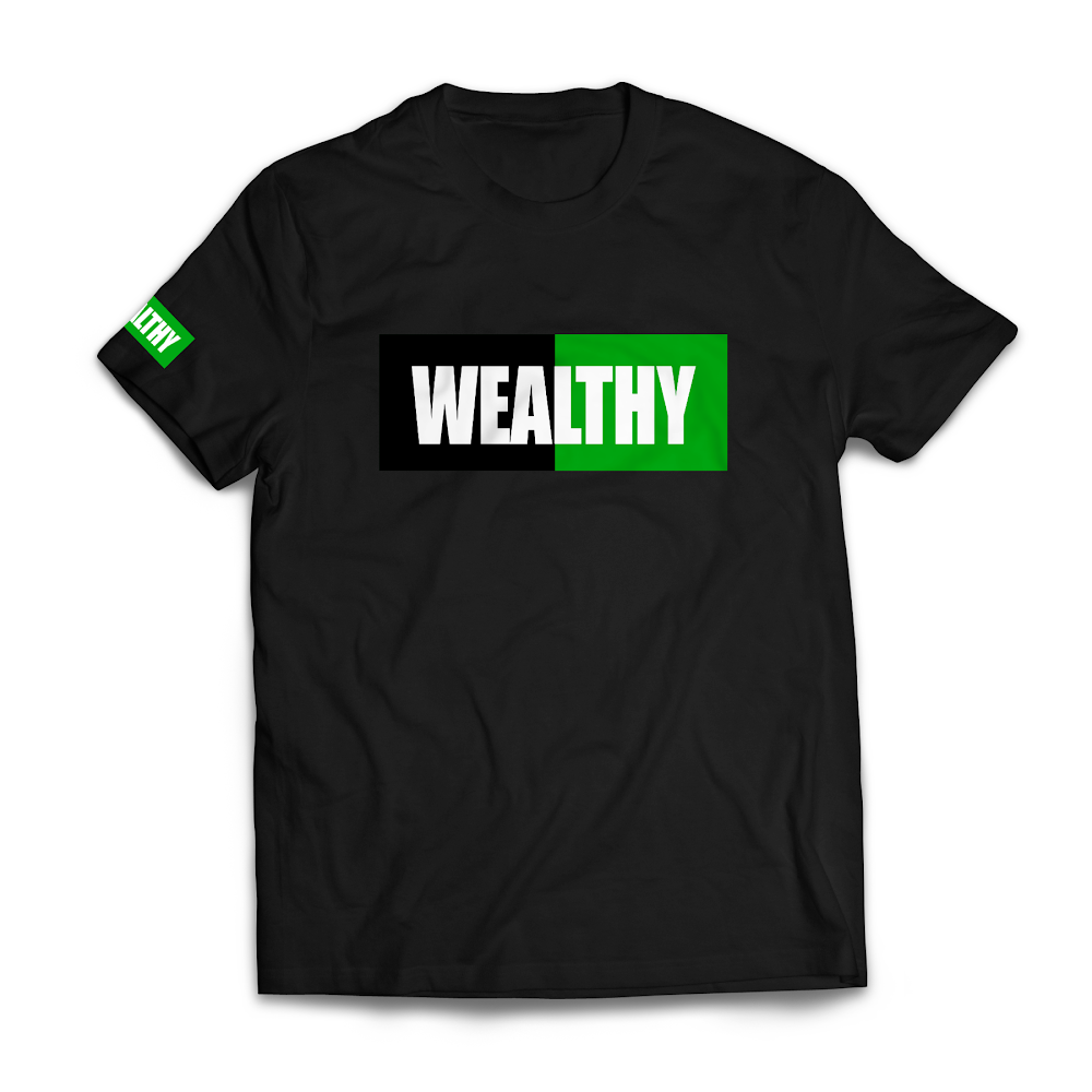 Wealthy Tee (Black/Black/Green/White)