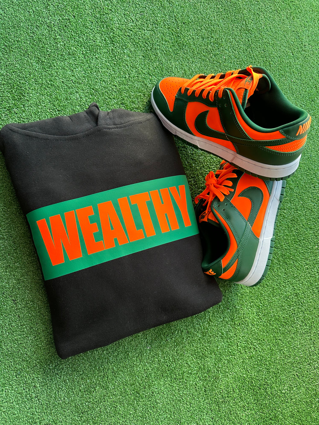 Wealthy Hoodie (Black/Green/Neon Orange)