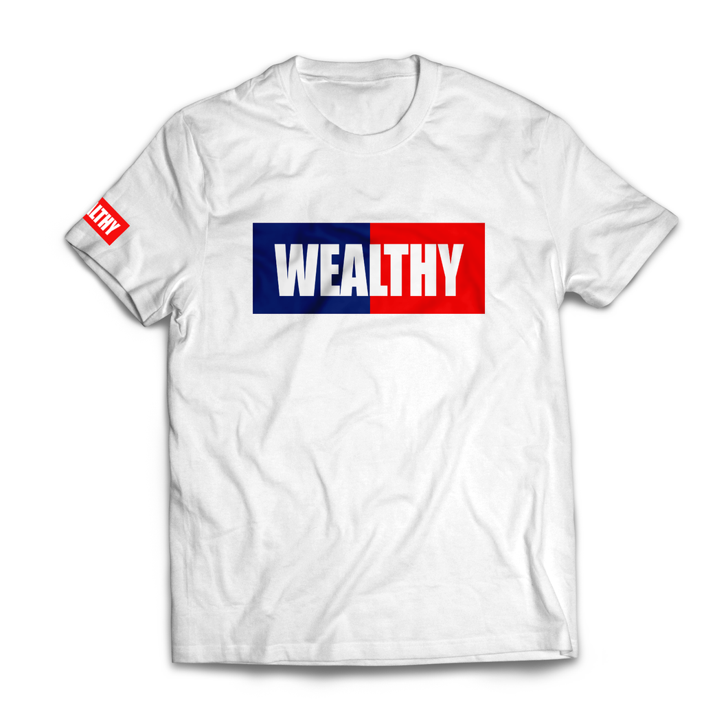 Wealthy Tee (White/Navy/Red)